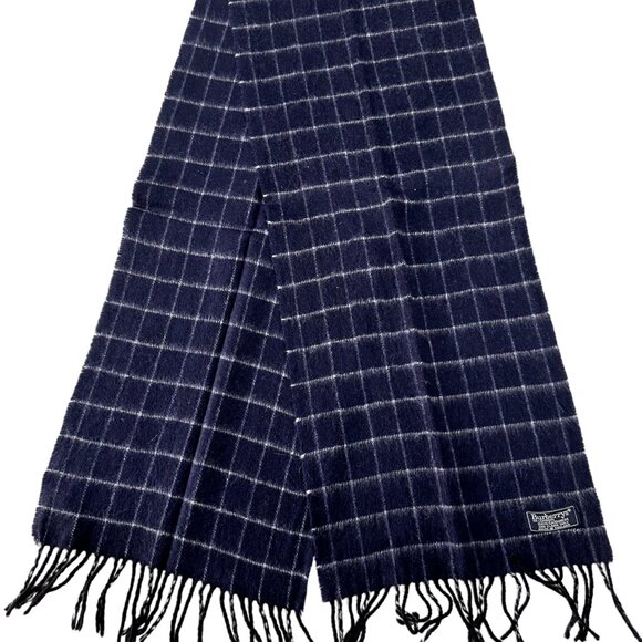 Burberrys Classic Check Scarf Black 100% Cashmere Unisex Scarf Made In England - Picture 1 of 7